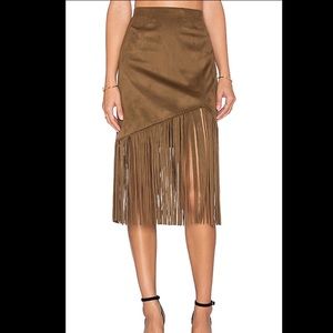 NWT Tularosa Donna Fringe Skirt Im Camel